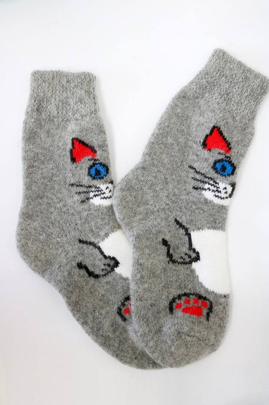 Women’s Wool Socks – Red Kitty| UK 3.5–7